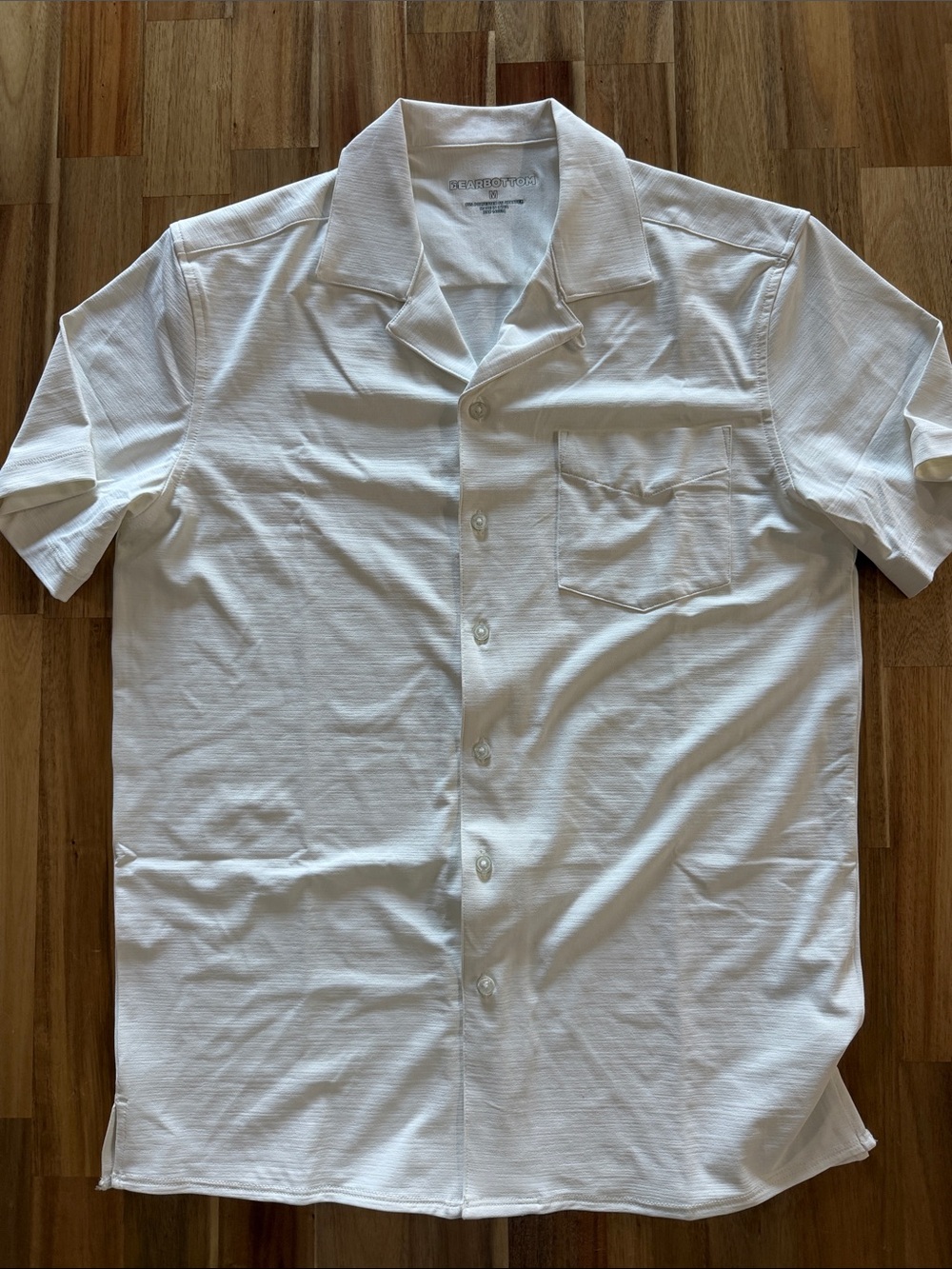 Men's White Short-Sleeve Casual Button-Down Shirt by Schott NYC